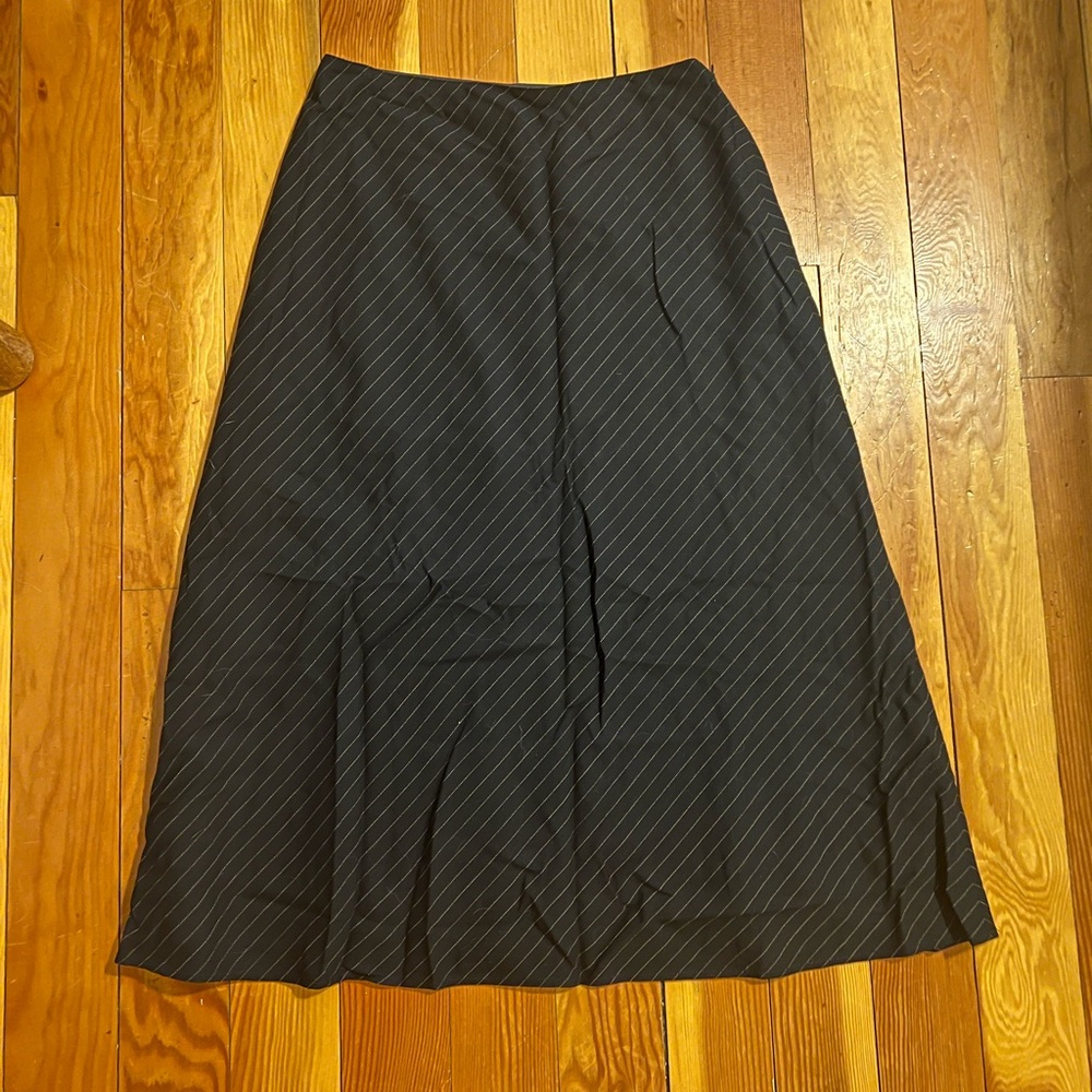 Lauren Ralph Lauren Black Pinstripe Midi Skirt